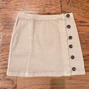 Altar'd State Cream Button-Accent Mini Skirt